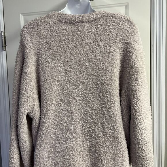 Barefoot Dreams Beige Cozy Chic V-neck Button Down Fuzzy Long Sleeve Cardigan 2X - Picture 8 of 11